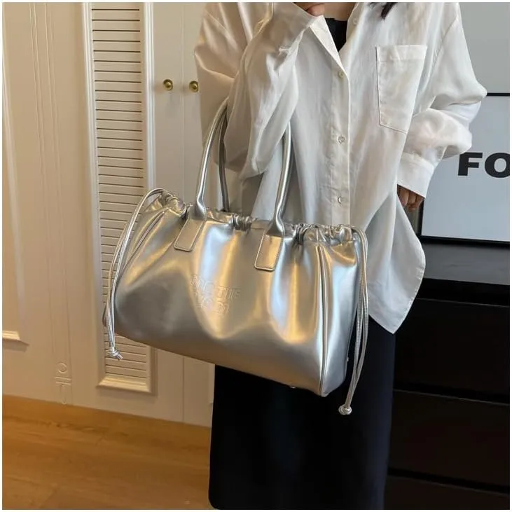 Women Soft PU Leather Shoulder Bag Vintage Slouchy Handbag Y2k Purse Leather Shoulder Bag for Women