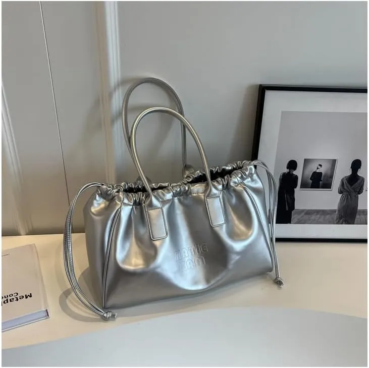 Women Soft PU Leather Shoulder Bag Vintage Slouchy Handbag Y2k Purse Leather Shoulder Bag for Women