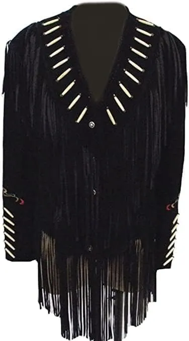Women Traditional 100% Genuine Suede leather Western Cowgirl Jacket| Classic Native American Coat with Fringed