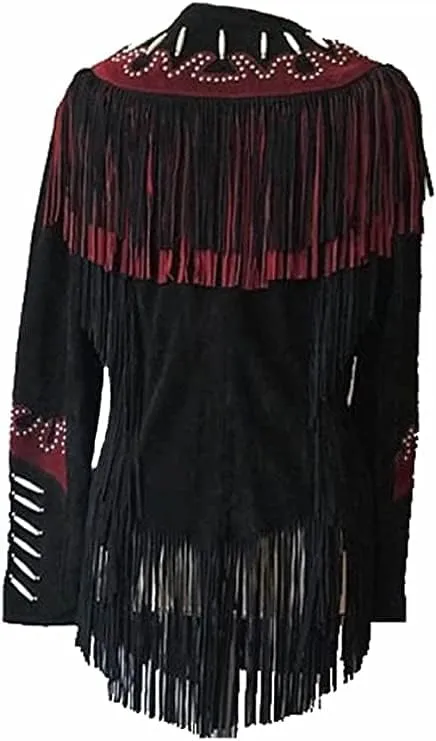 Women Traditional 100% Genuine Suede leather Western Cowgirl Jacket| Classic Native American Coat with Fringed