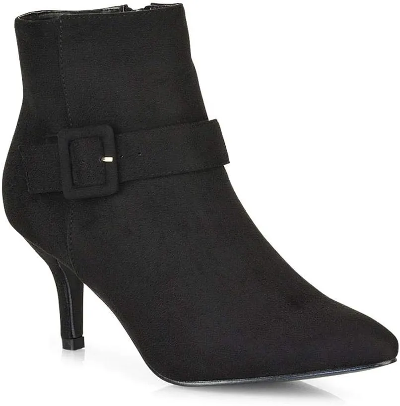 Womens Ankle Boots Kitten Low Heel Pointed Toe Booties Shoes
