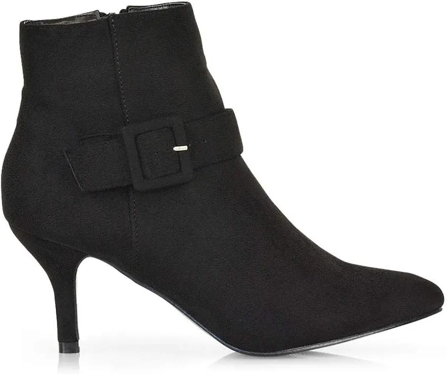 Womens Ankle Boots Kitten Low Heel Pointed Toe Booties Shoes
