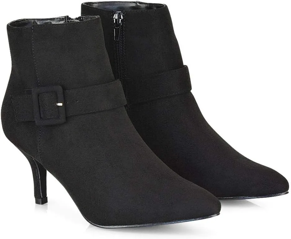 Womens Ankle Boots Kitten Low Heel Pointed Toe Booties Shoes