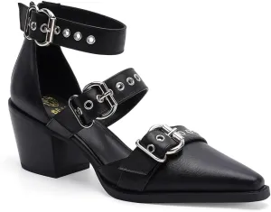 Women's Buckled Heeled Shoes Block Heel Pumps Pointed Toe Heels Comfortable Closed Toe Dress Wedding Shoes