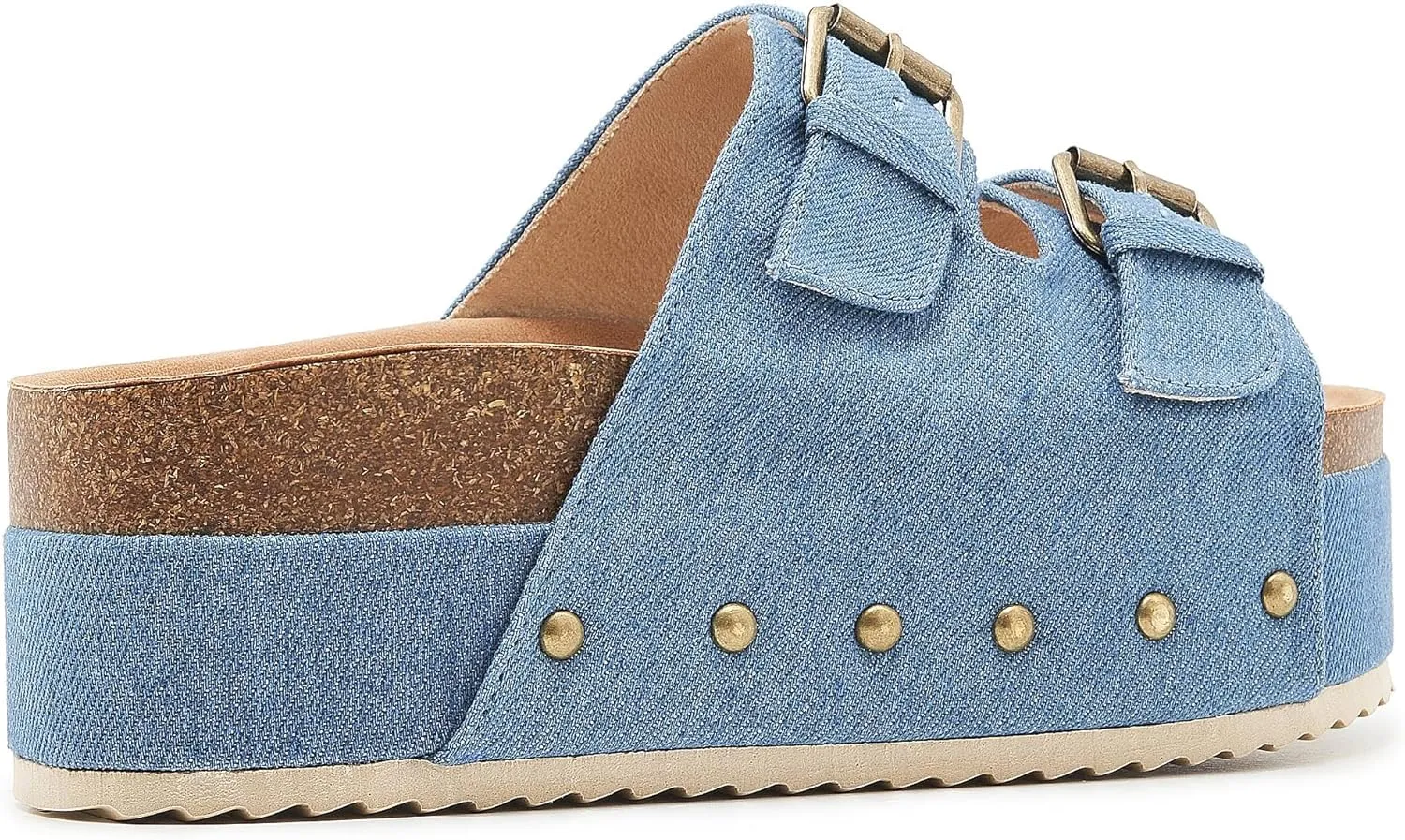Women's Platform Cork Slides Dual Buckled Straps Clogs Slip On Flatform Sandals for Women Clogs