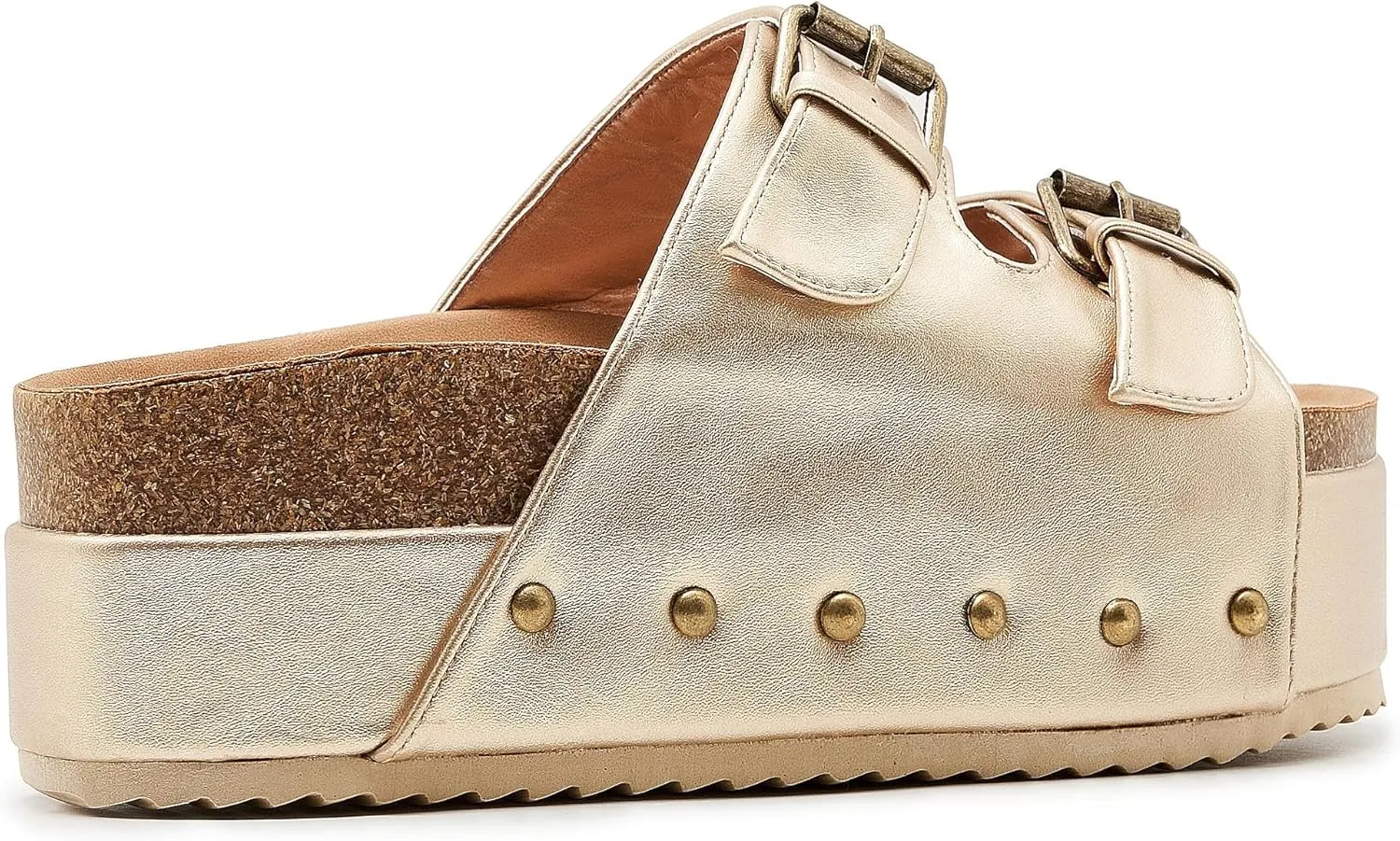 Women's Platform Cork Slides Dual Buckled Straps Clogs Slip On Flatform Sandals for Women Clogs