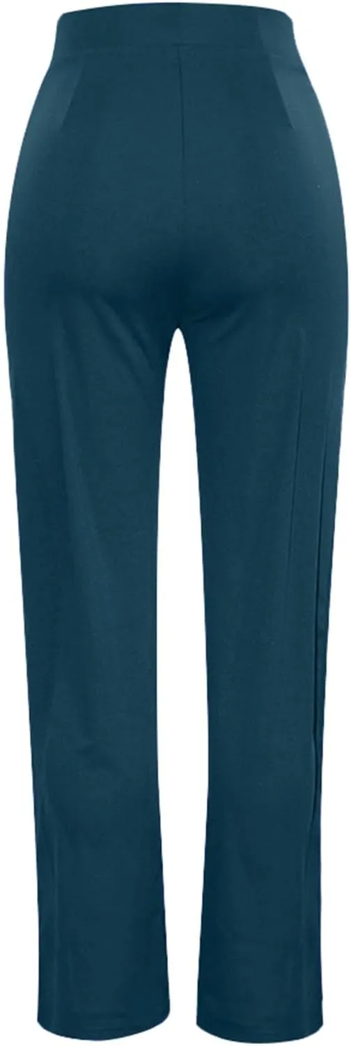Women's Sexy Slimming Stretchy Trousers High Waisted Wide Leg Button-Down Pants Sailor Bell Flare Pants