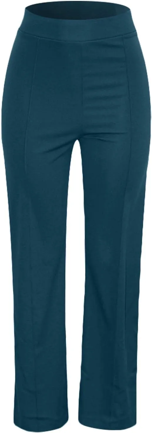Women's Sexy Slimming Stretchy Trousers High Waisted Wide Leg Button-Down Pants Sailor Bell Flare Pants