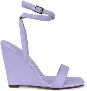 Womens Strappy Ankle Strap Wedge Heel Sandals Ladies Square Toe Shoes Size