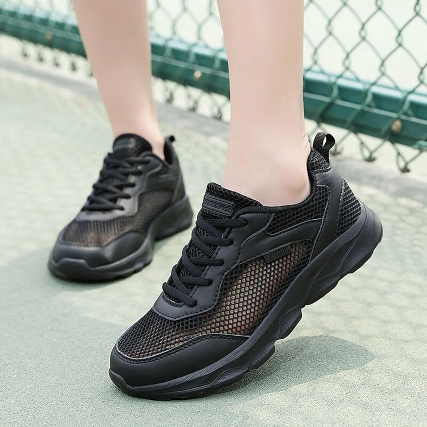 Women's Summer Fashion Mesh Perforated Breathable Sports Shoes Non Slip Casual Comfortable Classic Nylon Sneaker Womens