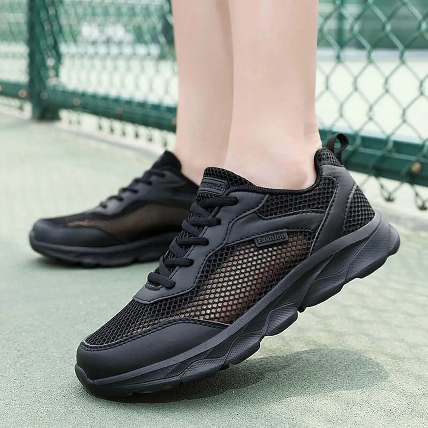 Women's Summer Fashion Mesh Perforated Breathable Sports Shoes Non Slip Casual Comfortable Classic Nylon Sneaker Womens