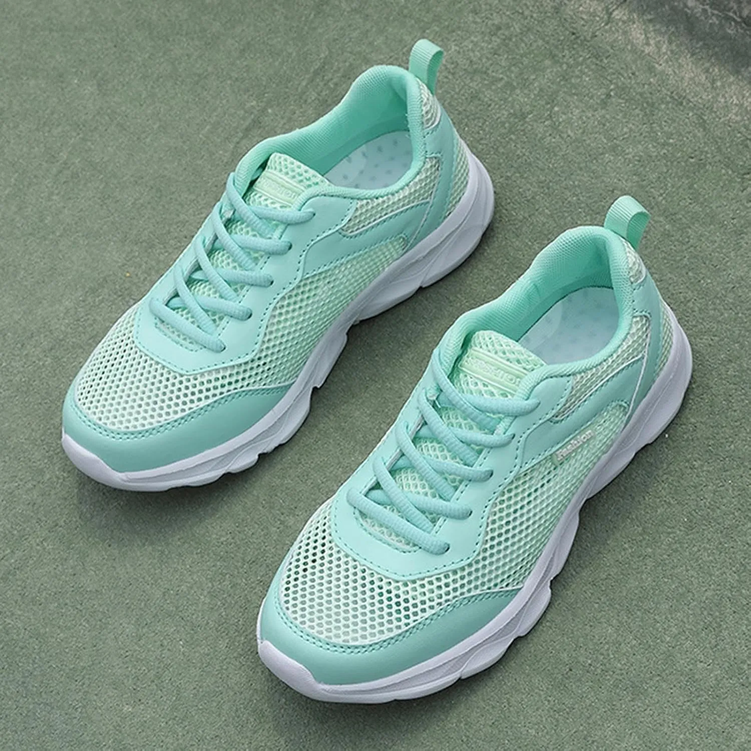 Women's Summer Fashion Mesh Perforated Breathable Sports Shoes Non Slip Casual Comfortable Classic Nylon Sneaker Womens