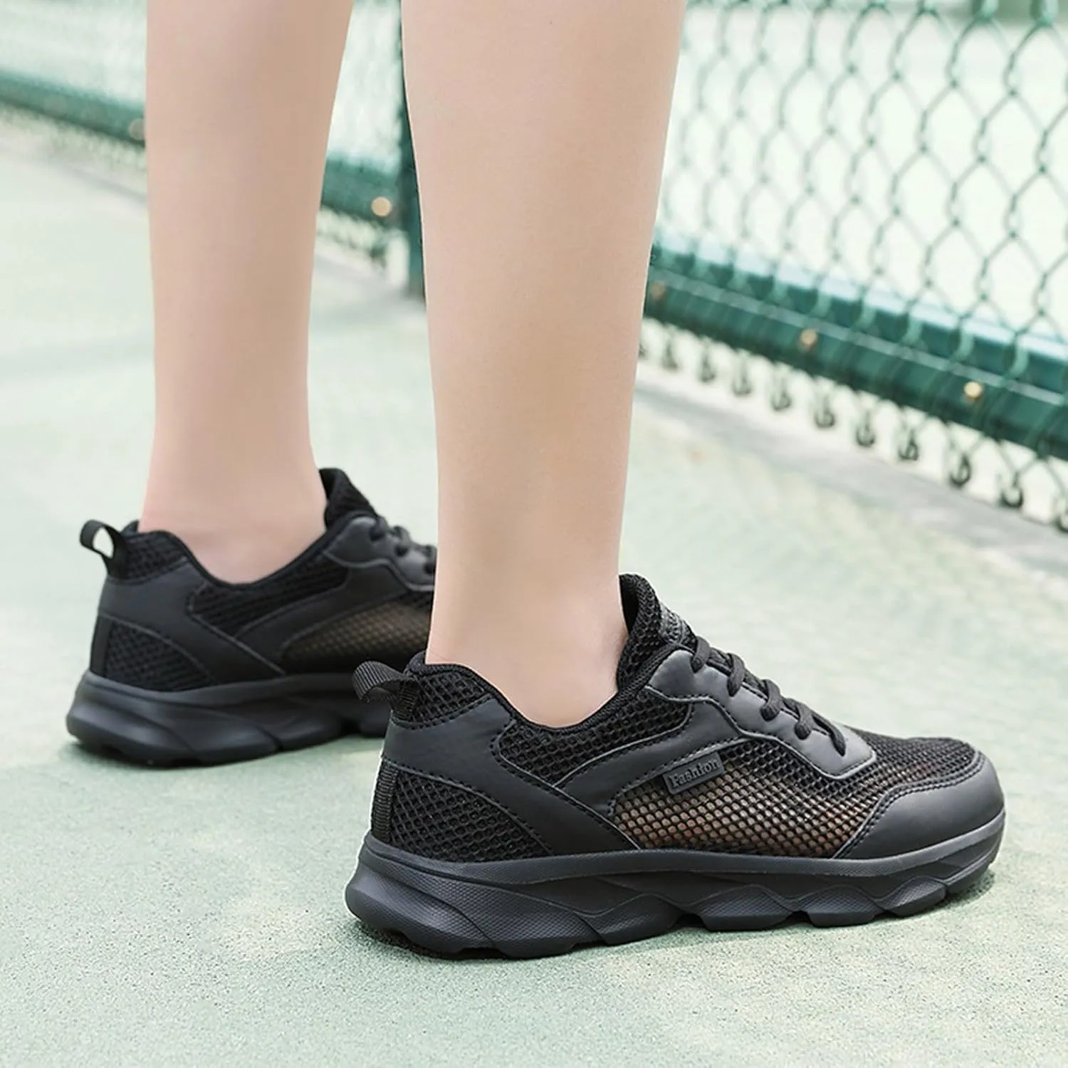 Women's Summer Fashion Mesh Perforated Breathable Sports Shoes Non Slip Casual Comfortable Classic Nylon Sneaker Womens