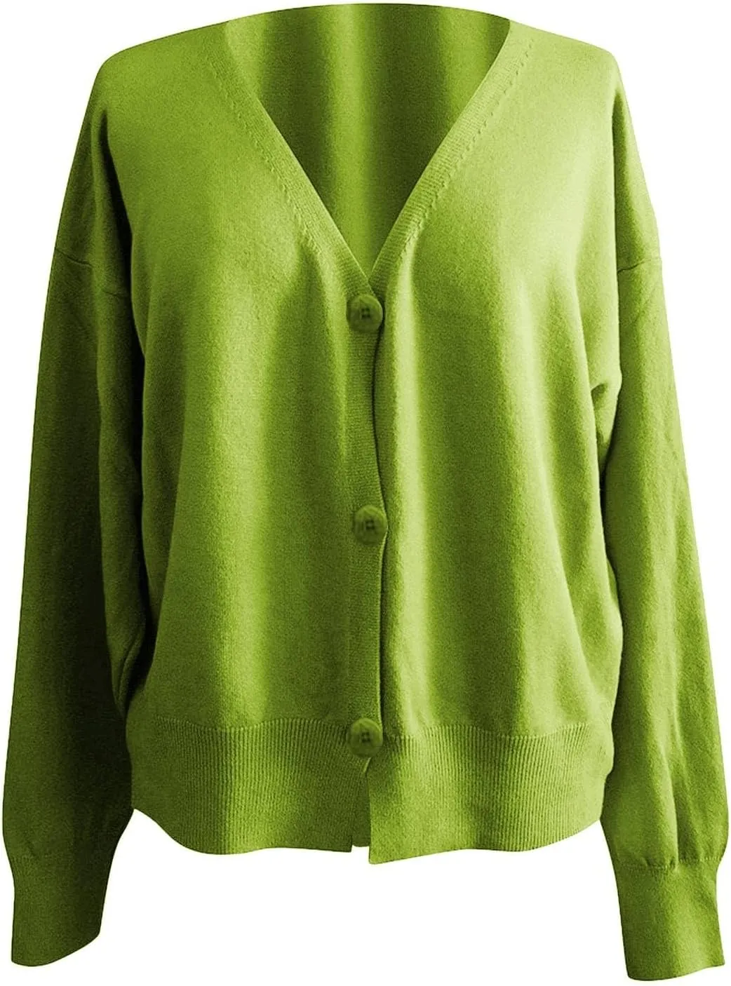 Women's V Neck Button Cardigans Long Sleeve Cable Knit Sweaters Lightweight Jackets Fall Fashion Outerwear Coat