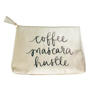 WORLD TRAVELER Eccolo Dayna Lee You Go Girl Gold Pouch, Tasseled Zipper, Coffee Mascara Hustle