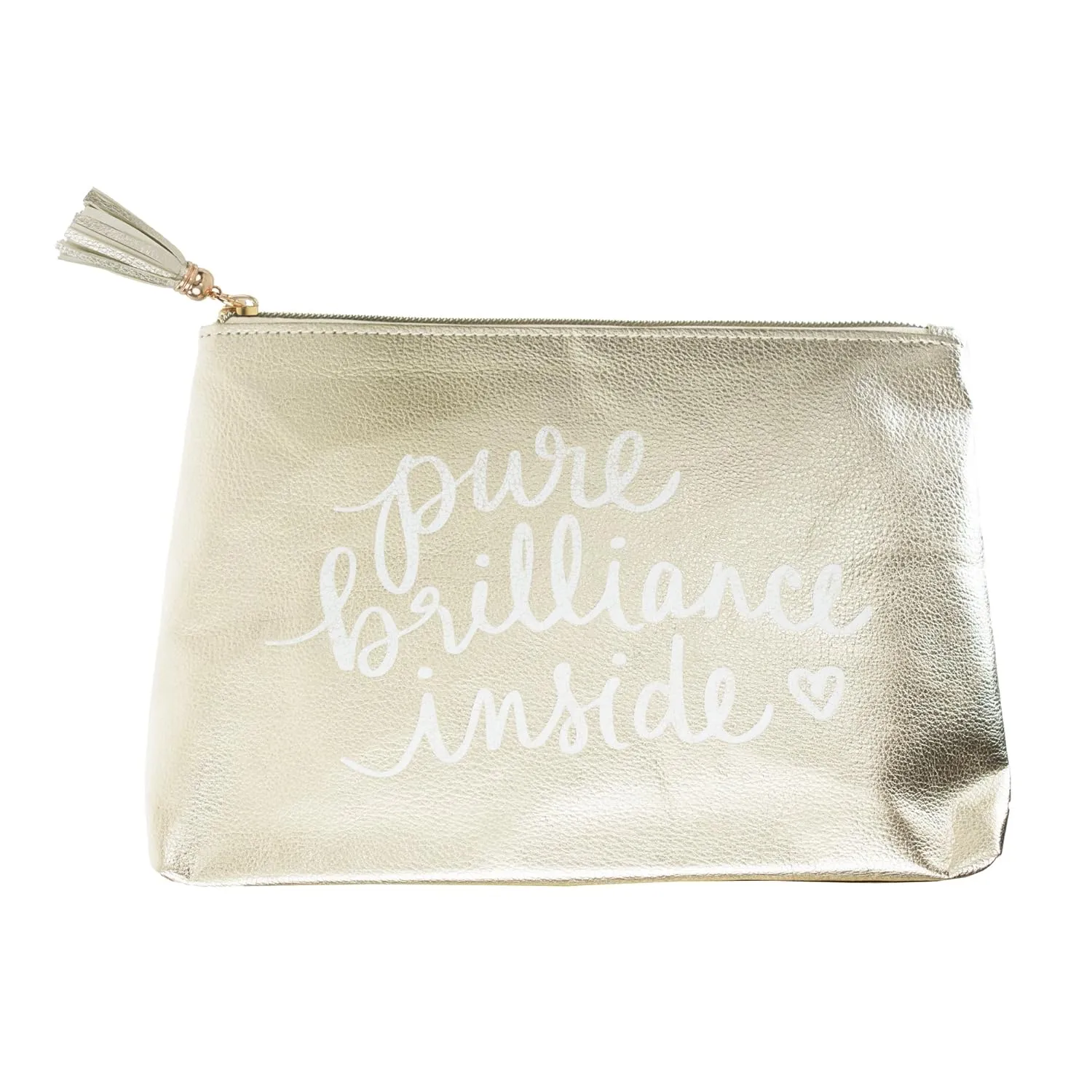 WORLD TRAVELER Eccolo Dayna Lee You Go Girl Gold Pouch, Tasseled Zipper, Pure Brilliance Inside