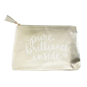 WORLD TRAVELER Eccolo Dayna Lee You Go Girl Gold Pouch, Tasseled Zipper, Pure Brilliance Inside