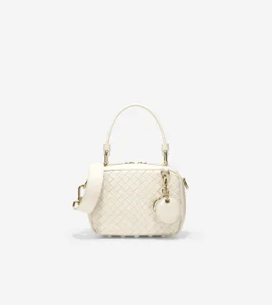 Woven Leather Mini Boston Bag