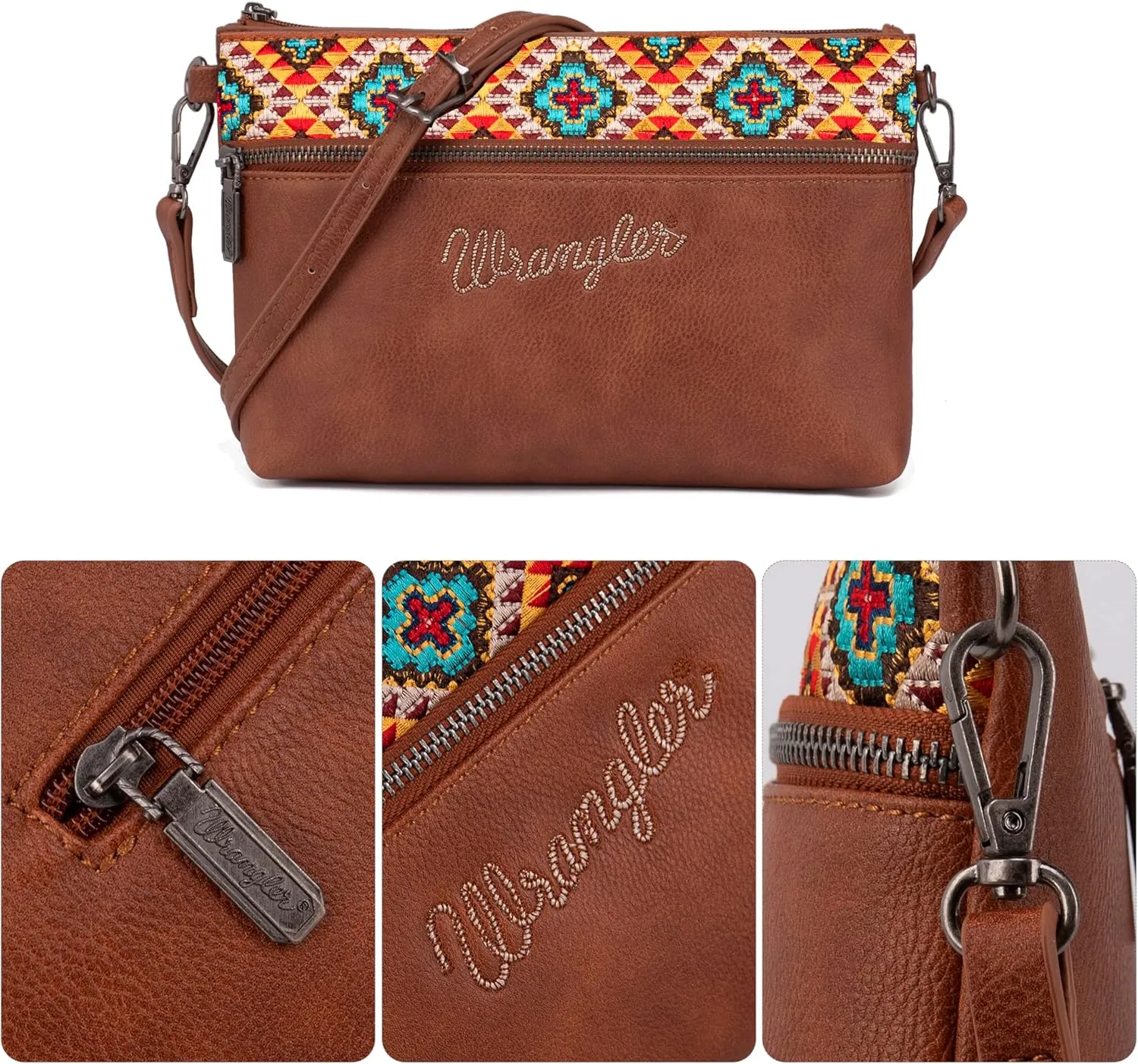 Wrangler Western Cowhide Crossbody Bags for Women Clutch Wristlet Purse