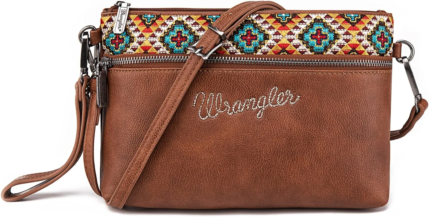 Wrangler Western Cowhide Crossbody Bags for Women Clutch Wristlet Purse