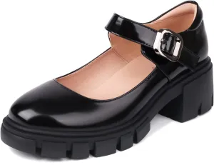 XIEDA Mary Jane Shoes Women Platform Chunky Mary Janes Ankle Strap Low Heel Pumps Dress Shoes