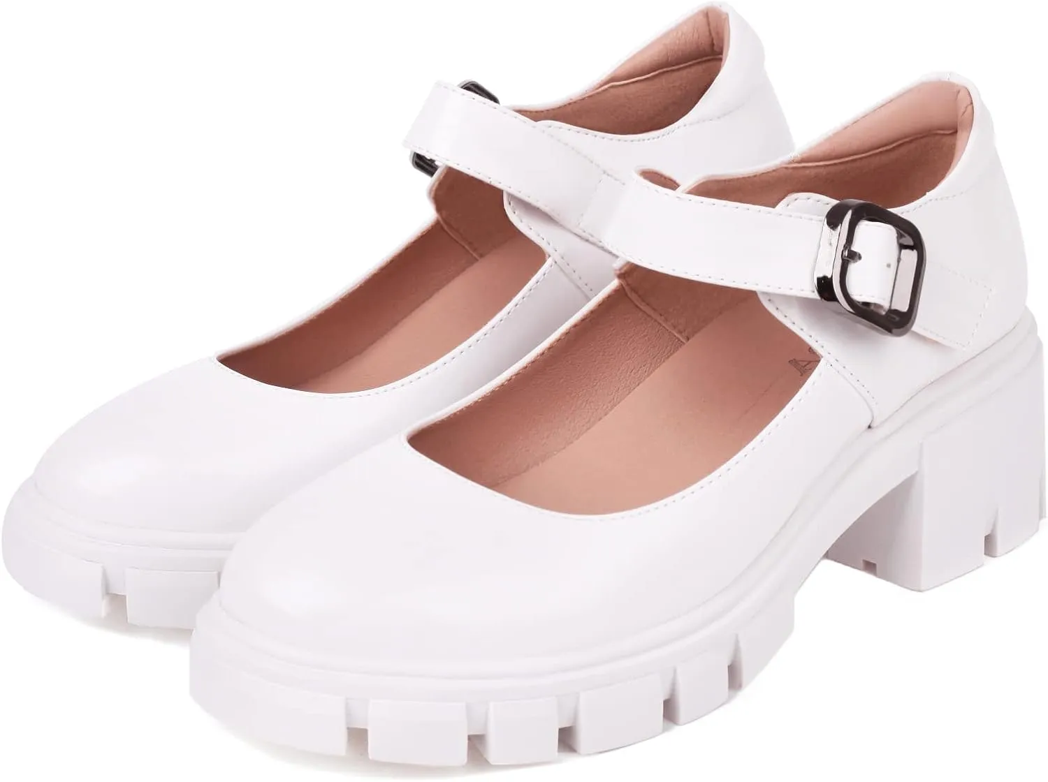 XIEDA Mary Jane Shoes Women Platform Chunky Mary Janes Ankle Strap Low Heel Pumps Dress Shoes