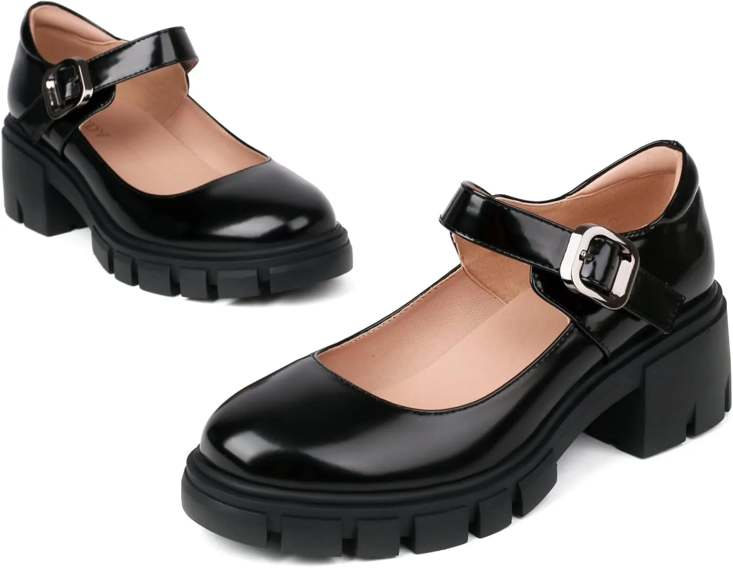 XIEDA Mary Jane Shoes Women Platform Chunky Mary Janes Ankle Strap Low Heel Pumps Dress Shoes