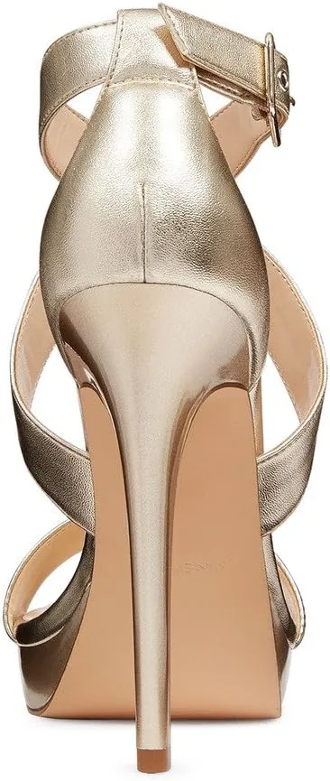 XYD Sexy Low Platform High Heel Sandals Crossover Strappy Open Toe Pumps Patent Leather Pub Party Shoes for Women