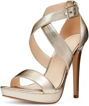 XYD Sexy Low Platform High Heel Sandals Crossover Strappy Open Toe Pumps Patent Leather Pub Party Shoes for Women