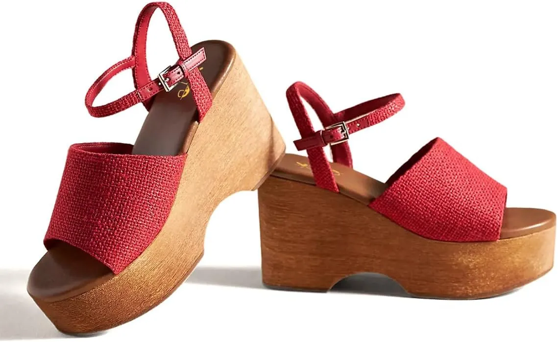 XYD Women Cork High Heels Open Toe Platform Sandals Buckled Ankle Strap Wedge Pumps Party Dress Shoes