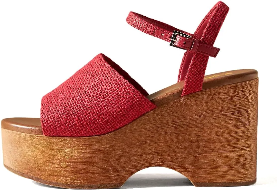XYD Women Cork High Heels Open Toe Platform Sandals Buckled Ankle Strap Wedge Pumps Party Dress Shoes