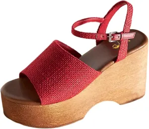 XYD Women Cork High Heels Open Toe Platform Sandals Buckled Ankle Strap Wedge Pumps Party Dress Shoes