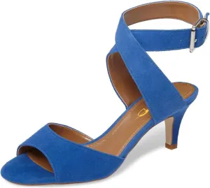 XYD Women Low Kitten Heel Slingback Sandals Open Toe Buckled Cross Ankle Strap Dress Shoes