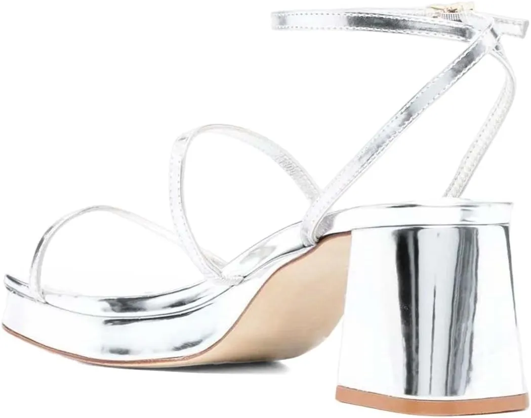 XYD Women Mid Chunky Block Heel Ankle Strap Sandals Platform Open Round Toe Buckled Summer Outdoor Party Dress Shoes