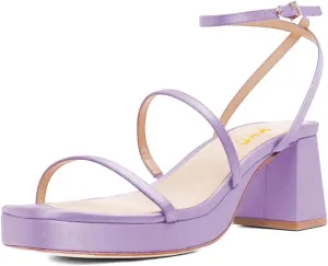 XYD Women Mid Chunky Block Heel Ankle Strap Sandals Platform Open Round Toe Buckled Summer Outdoor Party Dress Shoes