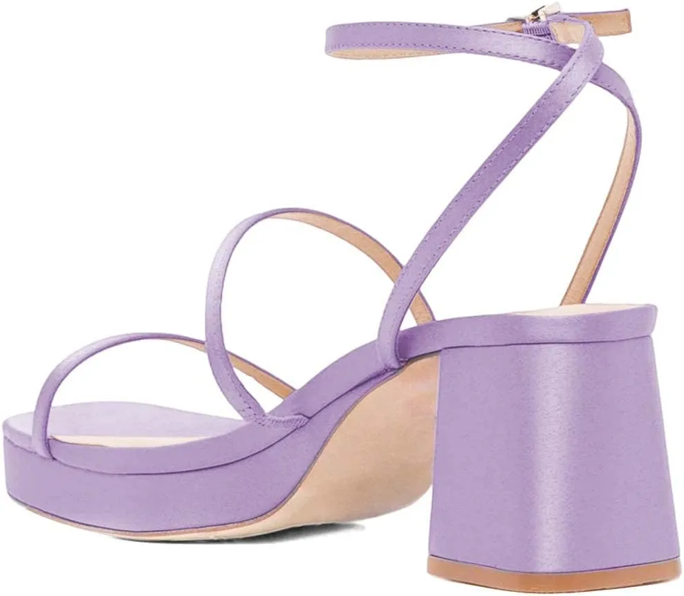 XYD Women Mid Chunky Block Heel Ankle Strap Sandals Platform Open Round Toe Buckled Summer Outdoor Party Dress Shoes