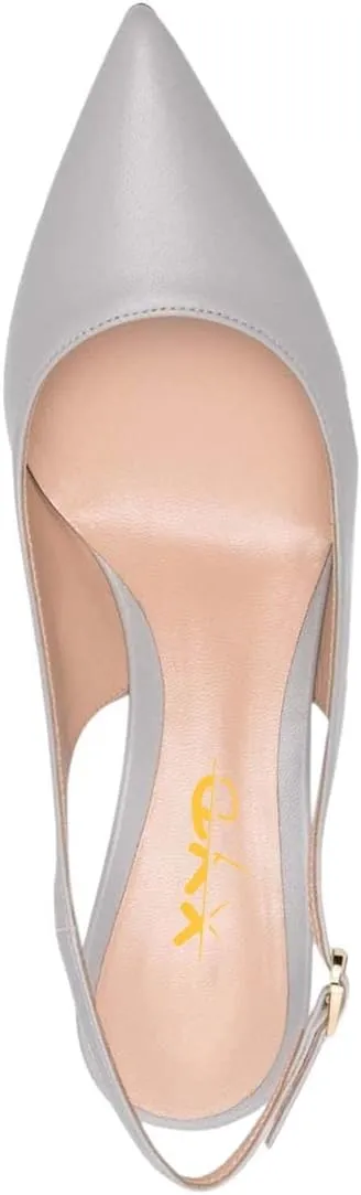 XYD Women Mid Scallop Shape Heel Slingback Buckled Closed Pointed Toe Pumps Pull On Party Event Club Dressy Shoes