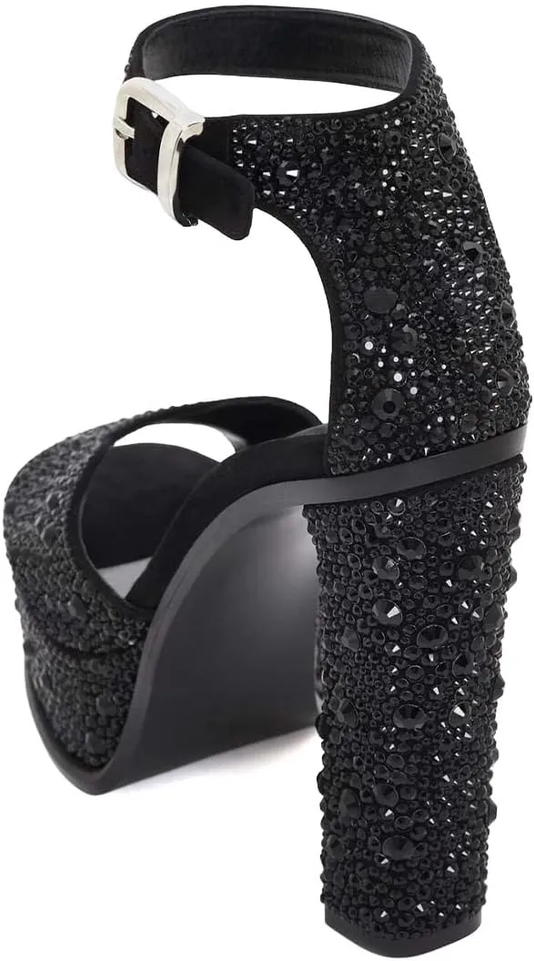 XYD Women Open Toe Platform Sandals High Chunky Block Heel Buckled Ankle Strap Pumps Sexy Nightclub Party Shoes