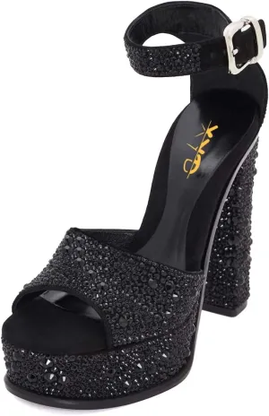 XYD Women Open Toe Platform Sandals High Chunky Block Heel Buckled Ankle Strap Pumps Sexy Nightclub Party Shoes