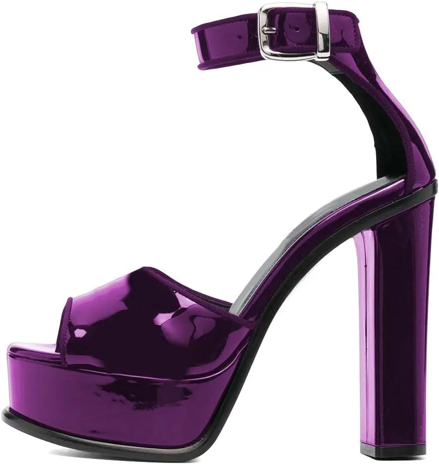 XYD Women Open Toe Platform Sandals High Chunky Block Heel Buckled Ankle Strap Pumps Sexy Nightclub Party Shoes