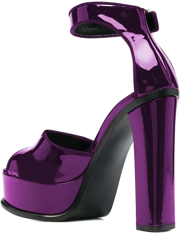 XYD Women Open Toe Platform Sandals High Chunky Block Heel Buckled Ankle Strap Pumps Sexy Nightclub Party Shoes