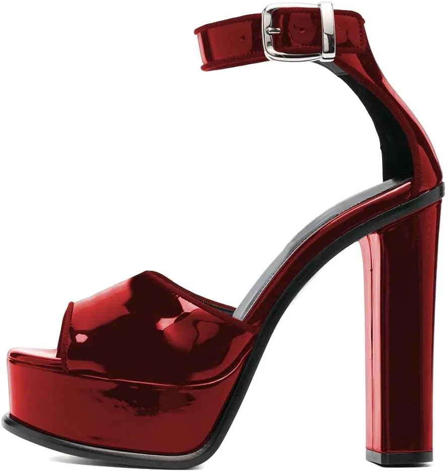 XYD Women Open Toe Platform Sandals High Chunky Block Heel Buckled Ankle Strap Pumps Sexy Nightclub Party Shoes