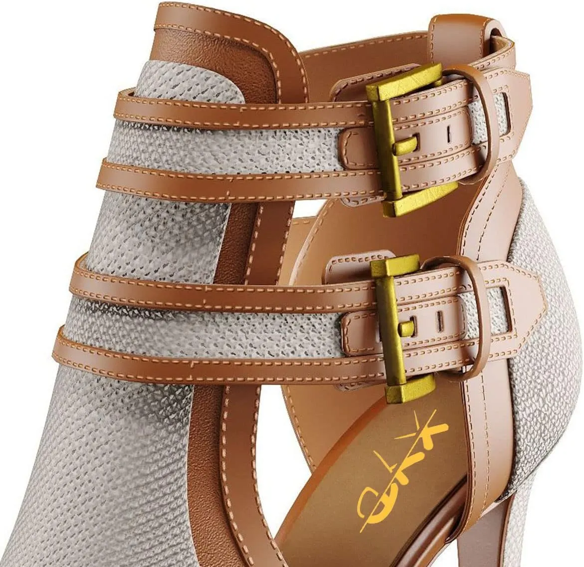 XYD Women Peep Toe Sandal Ankle Booties Dual Buckled Straps Stiletto Heels Stylish Cutout Event Party Pumps Shoes