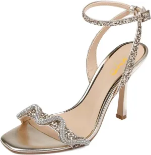 XYD Women Prom Ankle Strap Glitter Sandals Open Toe Buckled High Heel Rhinestones Pumps Wedding Party Dress Shoes