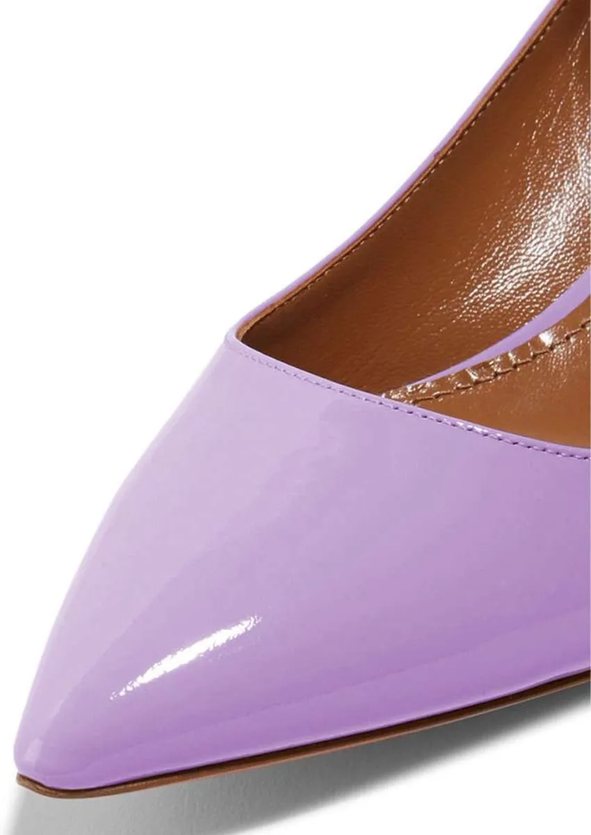 XYD Women's Patent Leather Glossy Closed Pointy Toe Kitten Low Heel Pumps Ankle Strap Buckled Party Dress Shoes