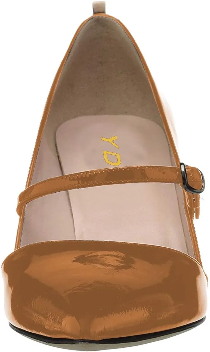 YDN Women Mary Jane Pointed Toe Mid Heels Pumps Slip On Buckled Dress Formal Office Lady Shoes Size 4-15 US