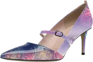 YDN Women Mary Jane Pointed Toe Mid Heels Pumps Slip On Buckled Dress Formal Office Lady Shoes Size 4-15 US