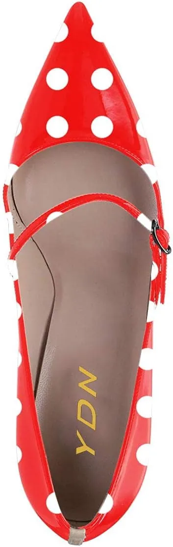 YDN Women Mary Jane Pointed Toe Mid Heels Pumps Slip On Buckled Dress Formal Office Lady Shoes Size 4-15 US