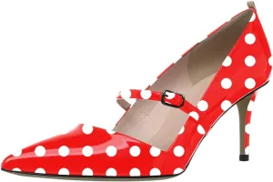 YDN Women Mary Jane Pointed Toe Mid Heels Pumps Slip On Buckled Dress Formal Office Lady Shoes Size 4-15 US
