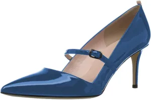 YDN Women Mary Jane Pointed Toe Mid Heels Pumps Slip On Buckled Dress Formal Office Lady Shoes Size 4-15 US